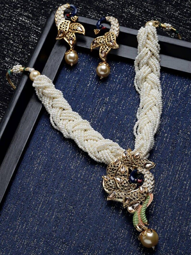 Polki Baby Off White Studded Necklace Set - 6280
