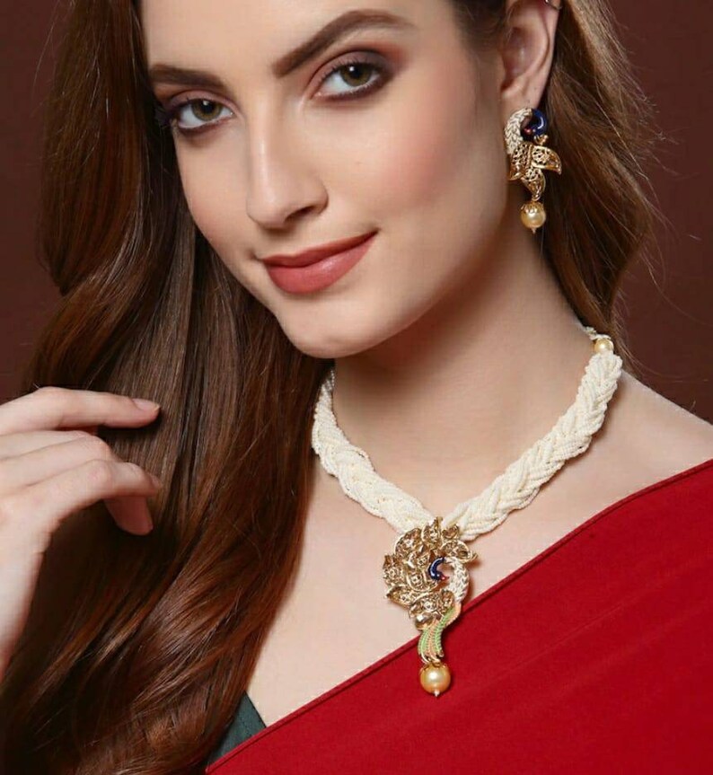 Polki Baby Off White Studded Necklace Set - 6280 main image 0