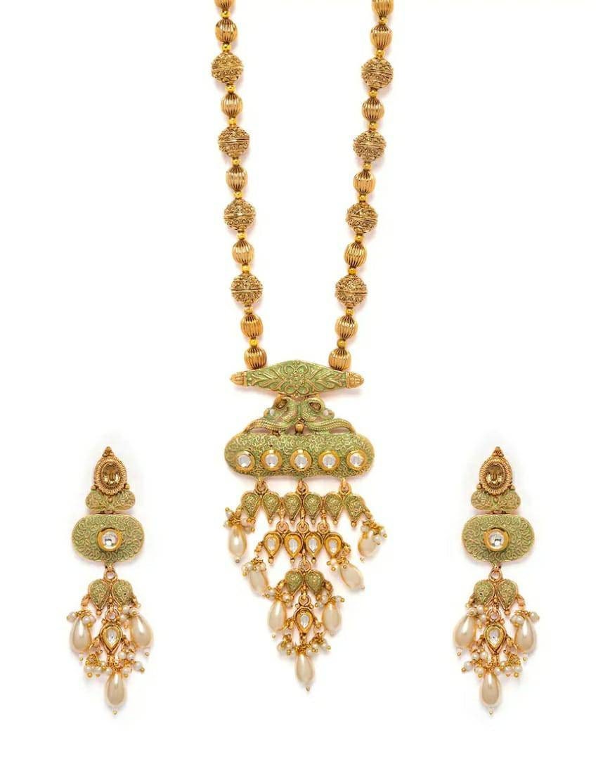 Antique gold long necklace best sale