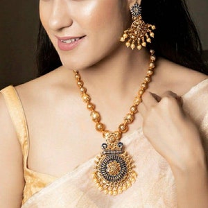 Long Polki Necklace/ Blue Semiprecious beads Necklace/ Pakistani Jewelry/ Kundan Long Necklace Mala/ Indian Ethnic Jewelry For Women