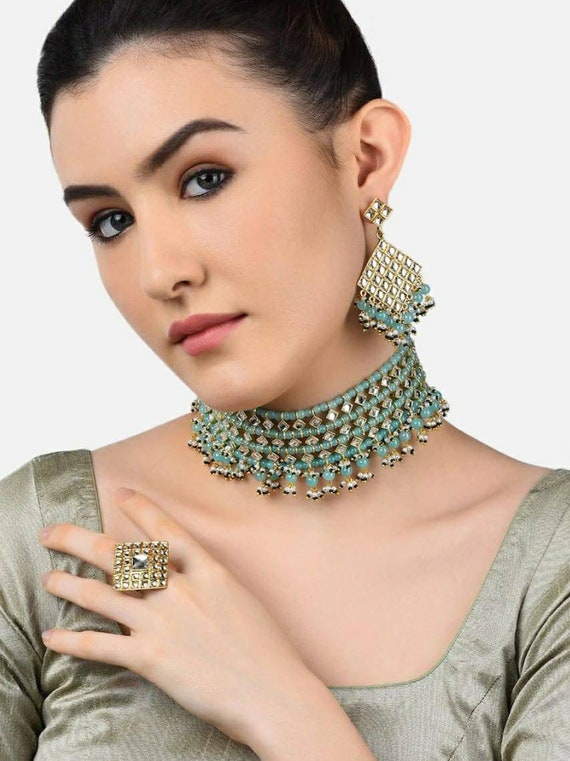 Buy Kundan Choker Mint Green Choker Necklace Indian Choker Online