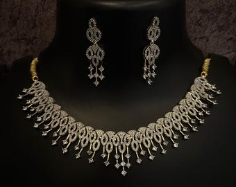 Smaragddiamanthalsband, Guldhalsband, Chokerhalsband, CZ-zirkonhalsband, Indiska bröllopssmycken, Brudhalsband, Gåva till henne