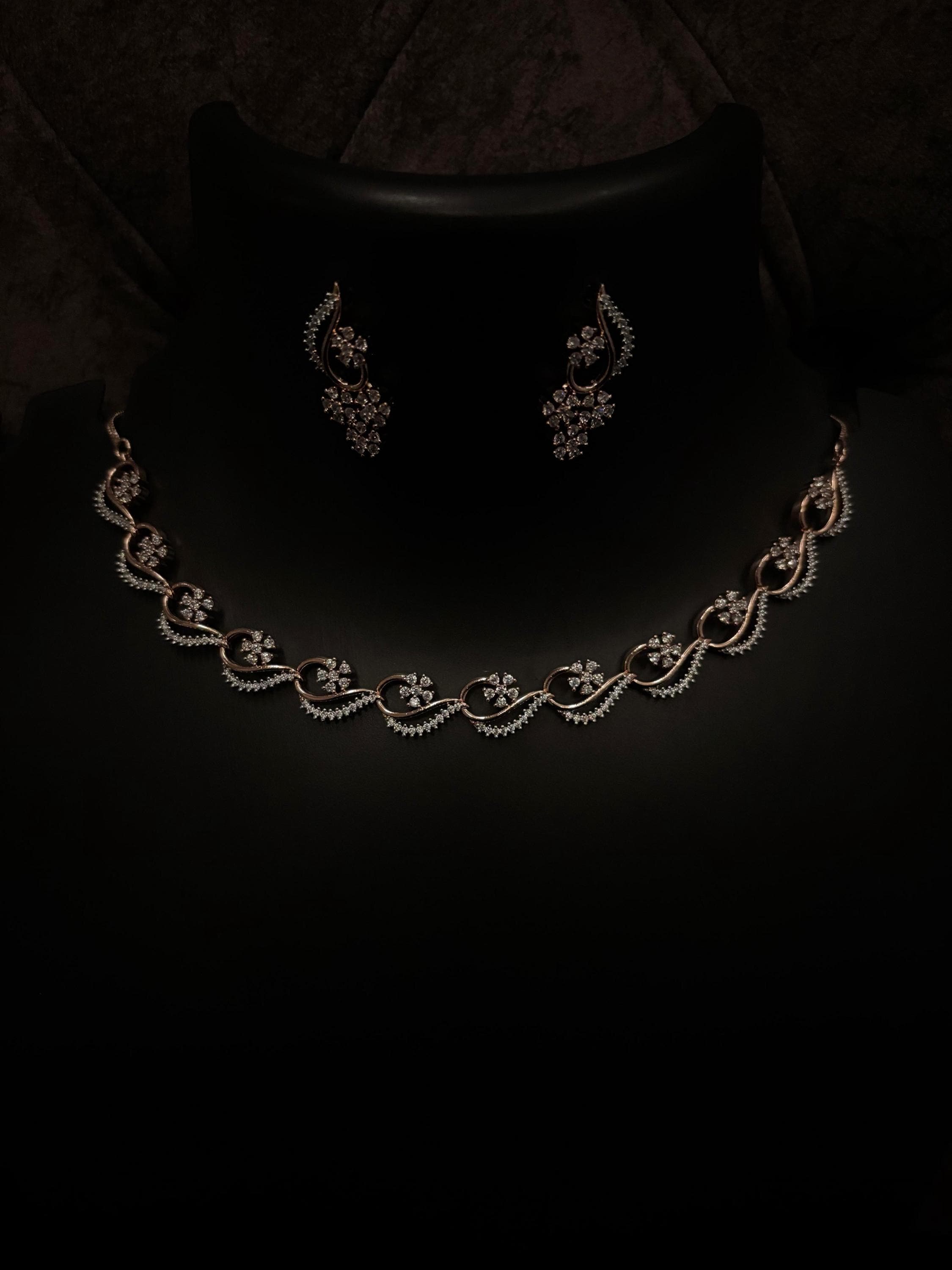 Indisch Wollywood Braut Party Kleidung Rosegold Halskette Set Weding