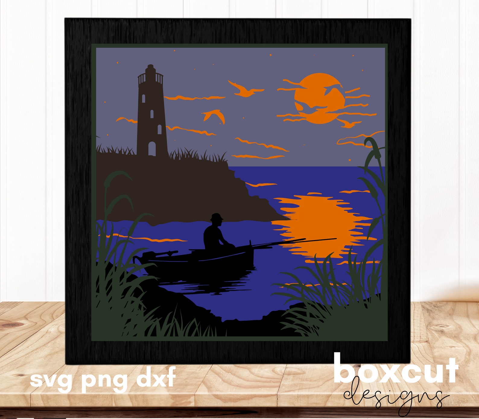 Download Shadow Box SVG Lighthouse Beach Scene 3D Layered Light Box ...
