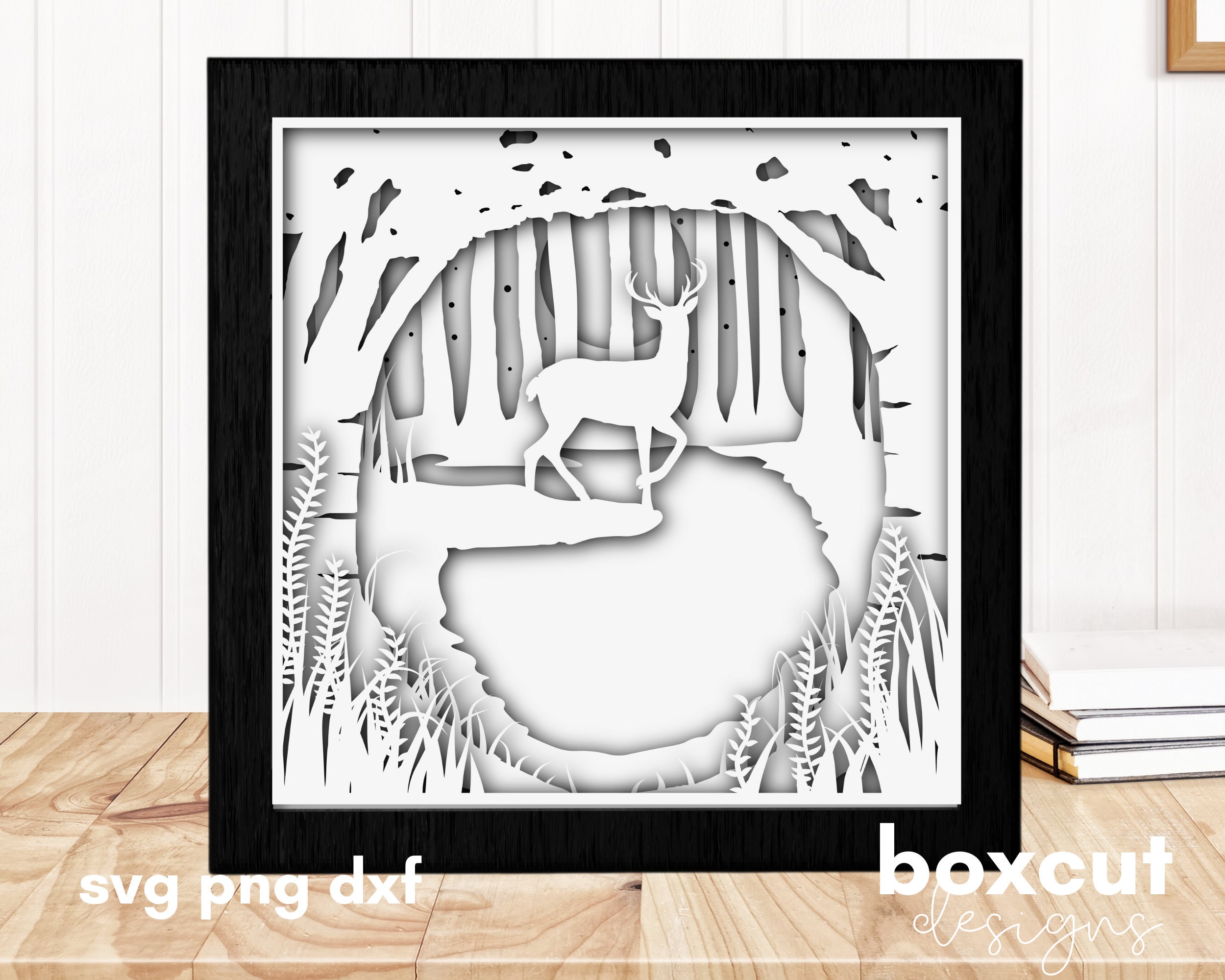 Layered Shadow Box With Deer SVG - Free SVG Cut Files