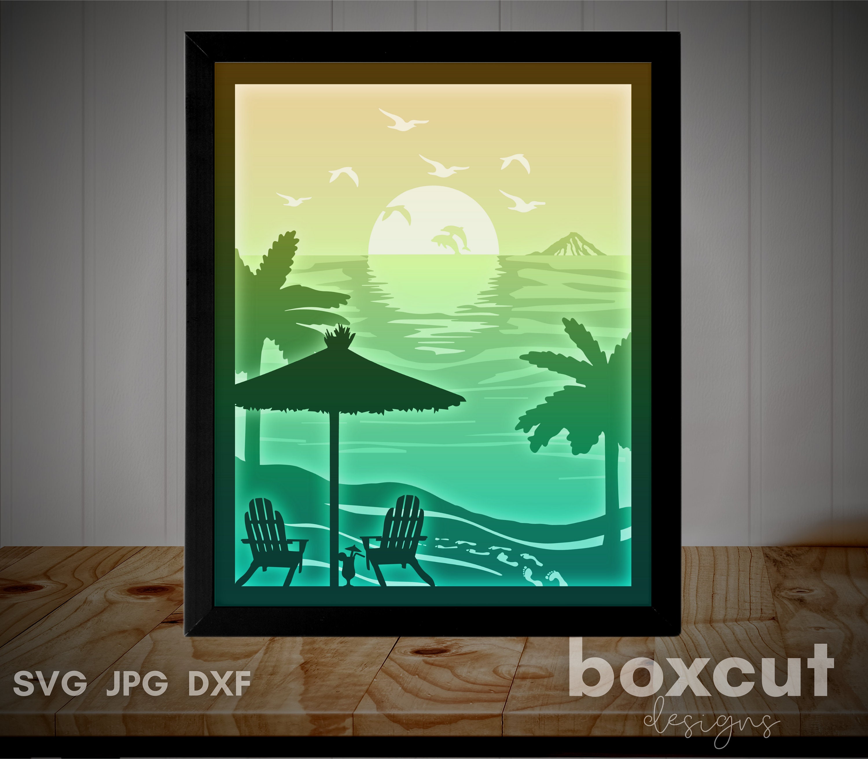 Shadow Box SVG Beach Footprints Light Box SVG 3D Shadow Box - Etsy Finland