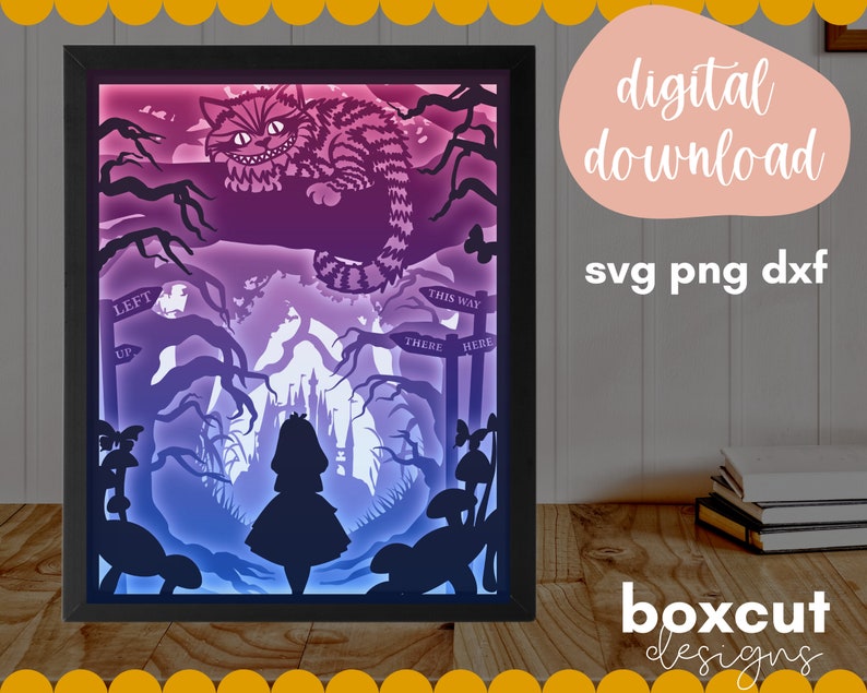 Shadow Box SVG Alice in Wonderland 3D Light Box Template | Etsy India