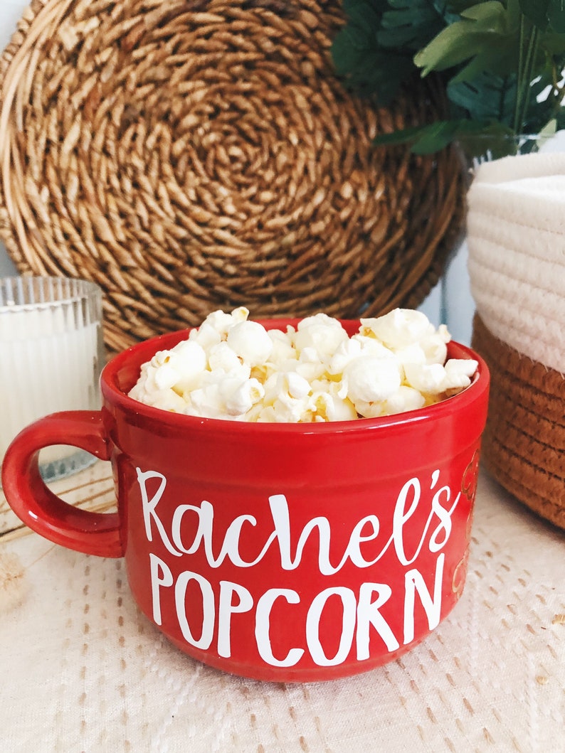 Personalized Popcorn Bowl Handle custom Snack Bowl Etsy