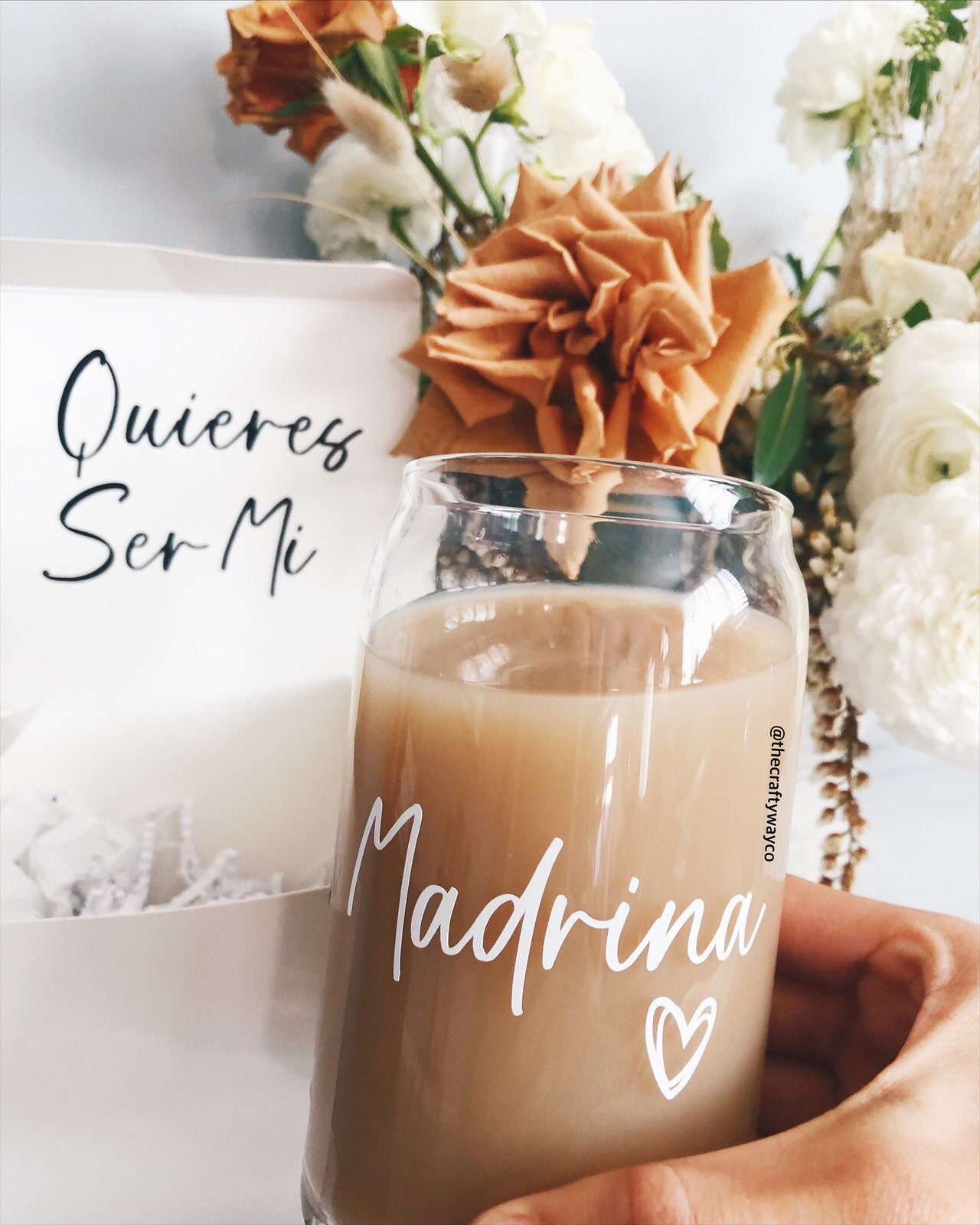 Madrina Proposal Gift | Personalized Godmother Glass Can & Gift Box |…