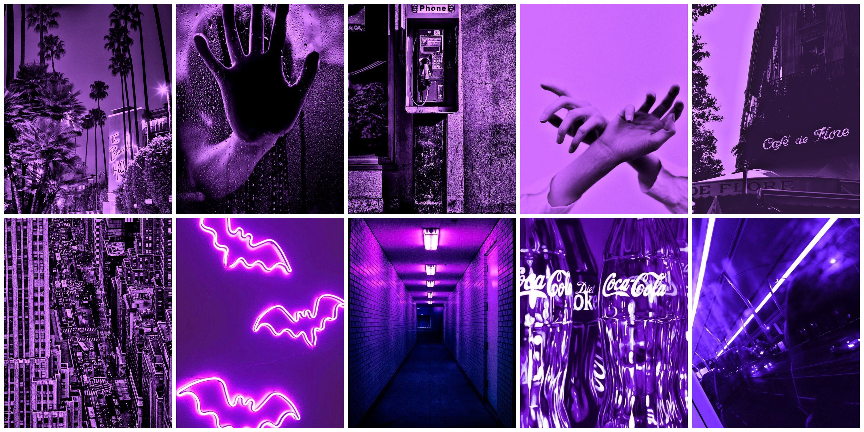 Neon purple aesthetic collage kit wall decoration 60 pcs Etsy