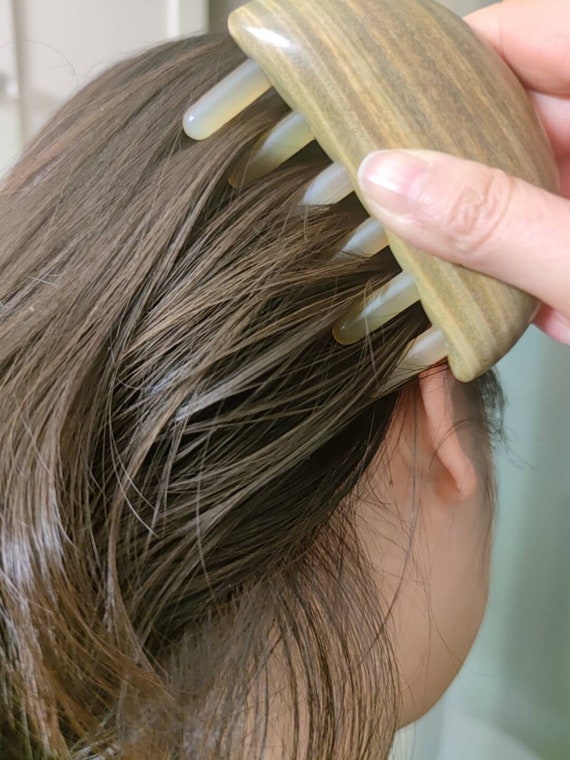 Hair Comb Scalp Massager Verawood Sheep Horn Handmade Natural Materials Acupuncture