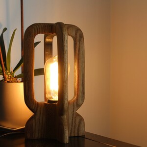 Wooden Oak Edison Bulb Lamp | ESM Art & Design