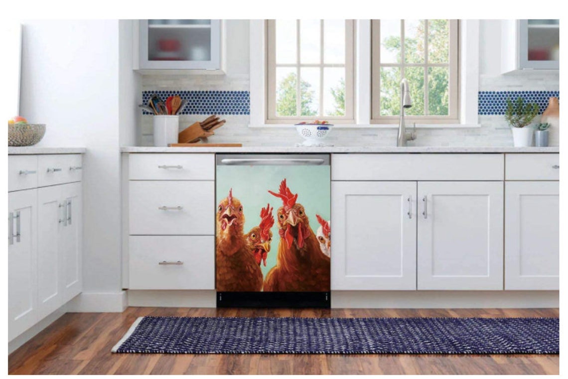 Rooster Hen Dishwasher Door Cover Sheet Chicken Canvas Etsy