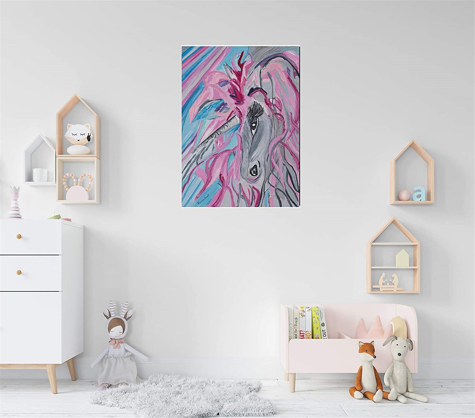 ABSTRACT UNICORN WALL Art Magical Unicorn Painting Giclee Etsy