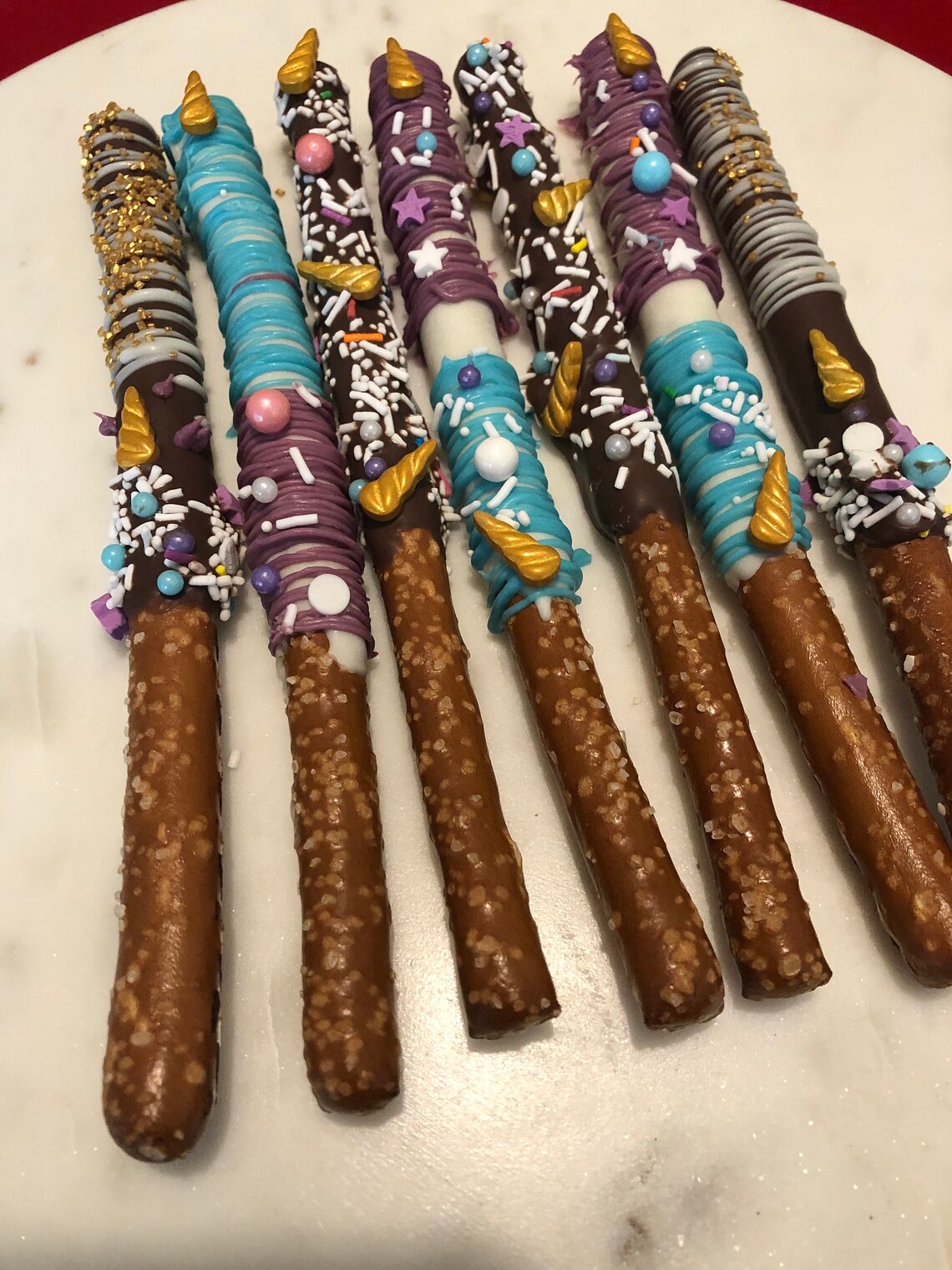 Unicorn Chocolate Covered Pretzel Rods Etsy