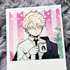 ETAPA EXTRANJERA - Luka maid cafe ver. con una taza hyuna - hyuluka lukahyuna Mini PRINT (fan art merch)