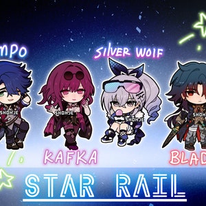 HONKAI STAR RAIL - Set 2 - sampo / kafka / silver wolf / blade - chibi keychain charms