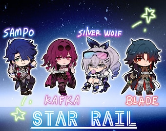 HONKAI STAR RAIL - Set 2 - sampo / kafka / silver wolf / blade - chibi keychain charms