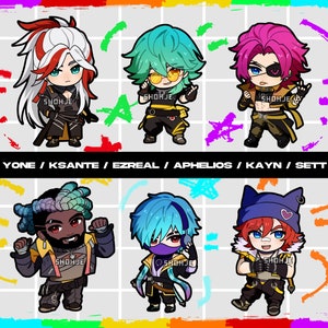 HEARTSTEEL keychain charms - yone k&#39;sante ezreal aphelios kayn sett // fan art merch