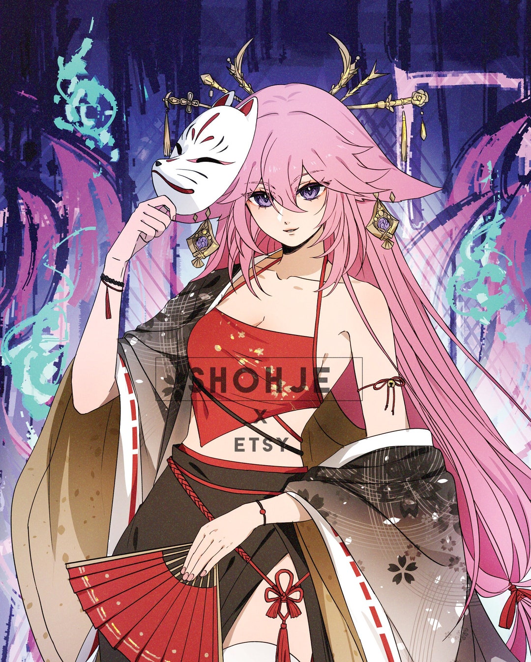 GENSHIN IMPACT - Yae Miko - PRINT (unofficial Fan Merch) - Etsy