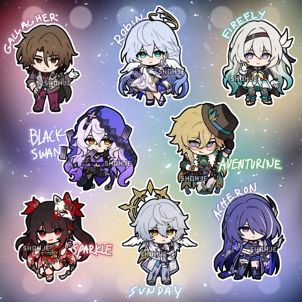 HONKAI STAR RAIL penacony llavero encantos - domingo gallagher robin luciérnaga cisne negro aventurina brillo acheron // hsr merch