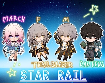 HONKAI STAR RAIL - Set 1 - march / stelle / caelus / trailblazer / dan heng - chibi keychain charms