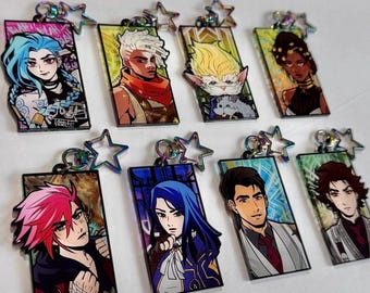 ARCANE keychain charms - jinx ekko heimerdinger vi caitlyn jayce viktor // fan art merch