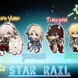 HONKAI STAR RAIL - Set 3 - jing yuan / yanqing / tingyun / luocha - chibi keychain charms
