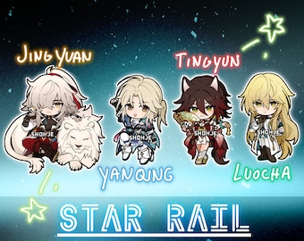 HONKAI STAR RAIL - Set 3 - jing yuan / yanqing / tingyun / luocha - chibi keychain charms