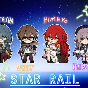 HONKAI STAR RAIL - Set 5 - natasha / welt / himeko / herta - chibi keychain charms