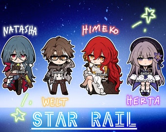 HONKAI STAR RAIL - Set 5 - natasha / welt / himeko / herta - chibi keychain charms