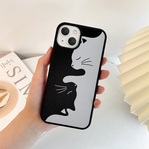 Black White Cat Phone Case Cute iPhone 15 14 13 12 11 Pro Max 15 14 Plus Case 14 Pro Case 13 12 Mini Case 7/8/SE X/XS XR Cat Lover Gift