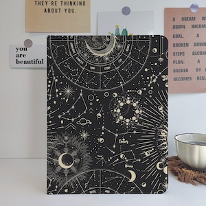 Black Star Moon iPad Case with Pencil Holder for iPad 10/9/8, 10.2"11"12.9", iPad Air 4 iPad Mini 6 5 4 iPad 2022 2021 Pro Cover