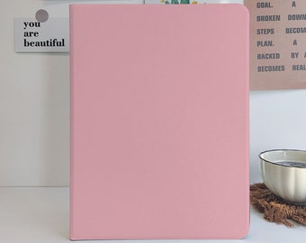 Pink Solid Color iPad Case with Pencil Holder for iPad 9.7" 10.2" 11" 12.9" in, iPad Air 2 3 4 iPad Mini 6 5 4 3 iPad 2021 2020 Pro Cover