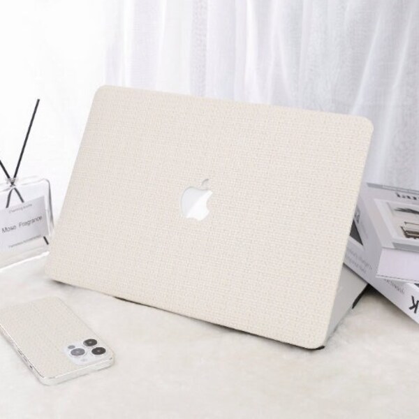 Étui MacBook en cuir tissé à carreaux beige pour MacBook Pro 14 13 pouces étui Macbook Pro 16 M1 Air 13 M2 housse 2020-2023 A2779 étui pour ordinateur portable