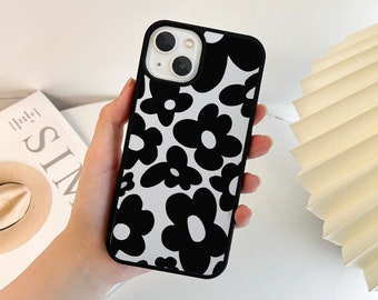 Fleur noire pour iPhone 15 14 13 12 11 Pro Max 14 Plus iPhone 15 Pro iPhone 13 12 Mini coque pour iPhone XS Max Coque pour iPhone XR 7 Plus 8 Plus SE