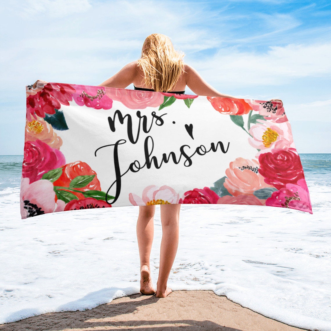 Personalized Wedding Beach Towel Bride Beach Towel Etsy