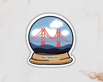 San Francisco California Bay Area's Iconic Golden Gate Bridge Globe Sticker