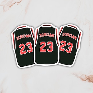 Adesivo per maglia da basket nera e rossa della squadra NBA Michael Jordan Chicago Bulls 23