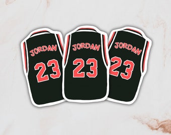 NBA Michael Jordan Chicago Bulls 23 Black and Red Basketball Team Jersey Sticker