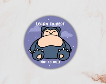 Pokemon Snorlax Learn to Rest not Quit Relax Purple Cloud Sticker