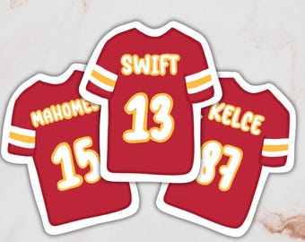 NFL Kansas City Chiefs Patrick Mahomes Travis Kelce Taylor Swift Team Jersey Stickers