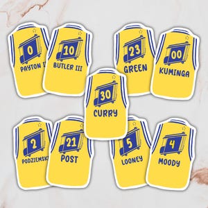 Adesivos para camisa de basquete do time NBA San Francisco California Yellow Golden State Warriors