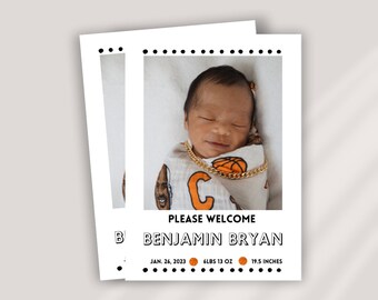 Birth Announcement Card TEMPLATE Newborn Baby Photo, Editable Canva, Welcome Baby, 100% Custom Digital Card, New Baby, Baby Card