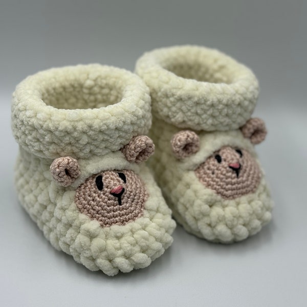 Häkelanleitung / Crochetpattern - Babyshoes / Babyboots (Babyschuhe / Babystiefel) - Schaf