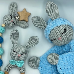 Crochet Pattern comforter chain, bite ring Bunny
