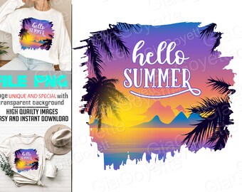 Hello Summer Png,Beach Sublimation ,Retro Sublimation ,Sunset Design,Summer Design, Beach Png,Sublimation Designs Download,Digital Download