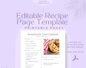 Editable Recipe Page Template With Minimalist Look and Recipe Photo Option.