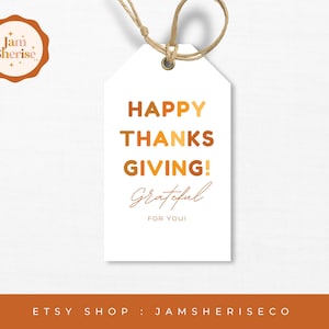 Étiquette-cadeau modifiable pour l&#39;Action de grâces avec mot de gratitude.