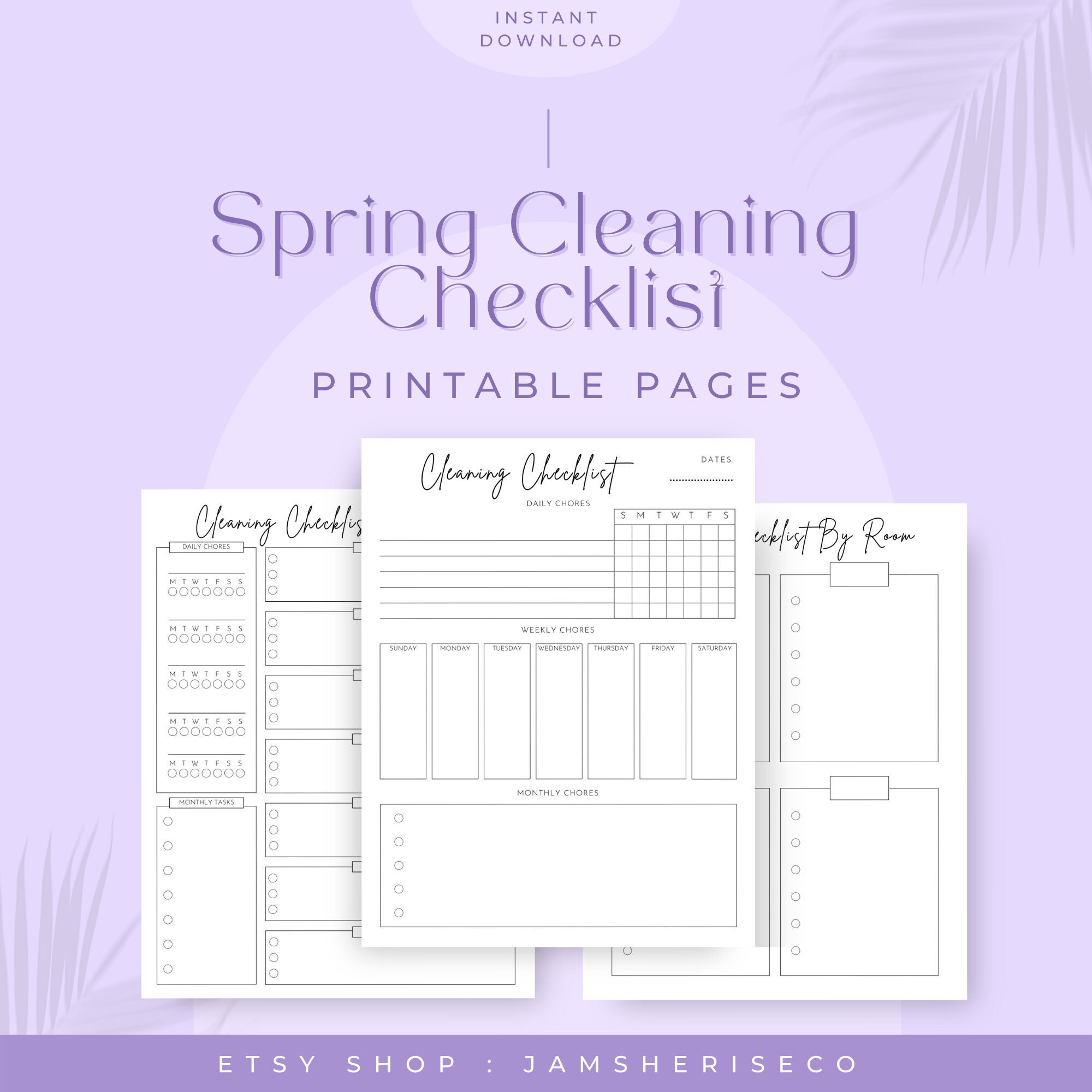Cleaning Checklist Printable Pages With Monthly, Weekly &amp; Daily ...